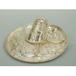 A novelty Mexican white metal sombrero marked Sanborn's Mexico sterling, diameter 13cm,