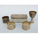 Three various hallmarked silver napkin rings,