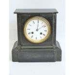A slate mantel clock with Japy Freres two train movement,