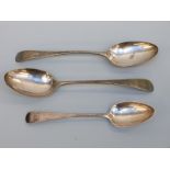 A pair of Georgian hallmarked silver table spoons, London 1791 maker Samuel Davenport,