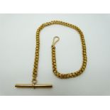 A 19thC 18ct gold fob chain made up of rectangular textured links, 19.
