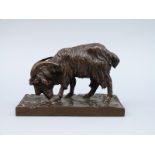 After Antoine-Louis Barye (French 1796-1875) bronze study of a mountain goat on rectangular plinth,