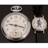 Smiths Empire keyless winding open faced gentleman's pocket watch together with a Disney Mickey