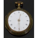 Francis Linderby of London pair cased gilt metal pocket watch with Roman numerals, Arabic 15, 30,