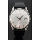 Seiko stainless steel gentleman's wristwatch with date aperture,