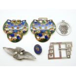 An Art Nouveau buckle set with enamel,