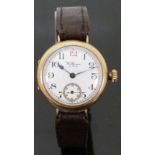 Waltham 9ct gold gentleman's wristwatch with subsidiary seconds dial,