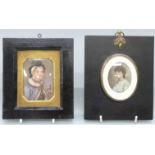 Two late 19th/ early 20thC portrait miniatures on ivory,