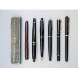 Six Waterman pens, comprising one in box and impressed 502 to barrel,