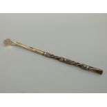 A possibly French white metal Bombilla straw, marks rubbed,