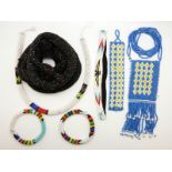 An Art Deco beaded snake scarf and other beaded items