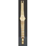 Raymond Weil 18ct gold plated ladies wristwatch with tri-coloured face and gold hands,