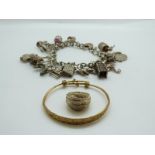 A silver charm bracelet,