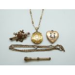 Three Victorian gold plated items,