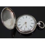 J & H Molyneux of London silver gentleman's full hunter pocket watch with gold hands,