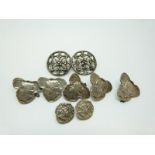 Five hallmarked silver Art Nouveau buttons (Birmingham 1901, maker RF),