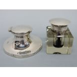 A George V hallmarked silver capstan inkwell, Chester 1923,