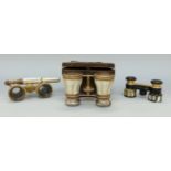 Three pairs of mother of pearl opera glasses