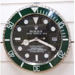 Rolex Oyster Perpetual Date Submariner Superlative Chronometer shop display / advertising wall