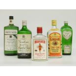 Four bottles of gin including Sir Robert Burnetts White Satin 1 litre 37.