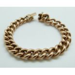 A 15ct rose gold curb link bracelet, 24.