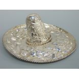 A novelty Mexican white metal sombrero marked Sanborn's Mexico sterling, diameter 13cm, weight 90g.