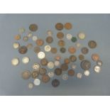 A cache of interesting 19thC etc coinage to include George III Irish 1806 ten pence bank token,