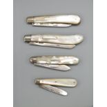 Four mother of pearl handled,
