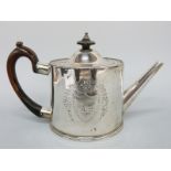 A George III hallmarked silver teapot, London 1776 maker Walter Brind, height 14cm,