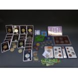 A collection of medal coins,