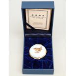 Halcyon Days Enamels limited edition enamel box 'The Wren' set in presentation case with velvet bag,