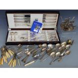 A cased set of Newbridge Monagh silver plated cutlery, further plated cutlery and egg set etc.