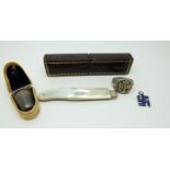 A Victorian silver and mother of pearl fruit knife in original case,