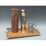 A leather cased Landers Frary & Clark 'Universal' hunting or motoring flask, height 36cm,