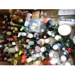 Approximately 100 alcohol miniatures including whisky, port, gin,