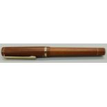 Pilot fountain pen with wood effect barrel and cap, gold plated fittings and F nib, 13.