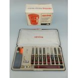 Rotring cased calligraphy set and a boxed pen cleaning unit