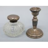 A hallmarked silver candlestick,