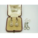 A pair of beaded pearl earrings with 9ct gold backs in original box and a pair of Victorian paste