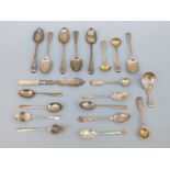 A quantity of hallmarked silver spoons including caddy spoon, London maker George Knight,