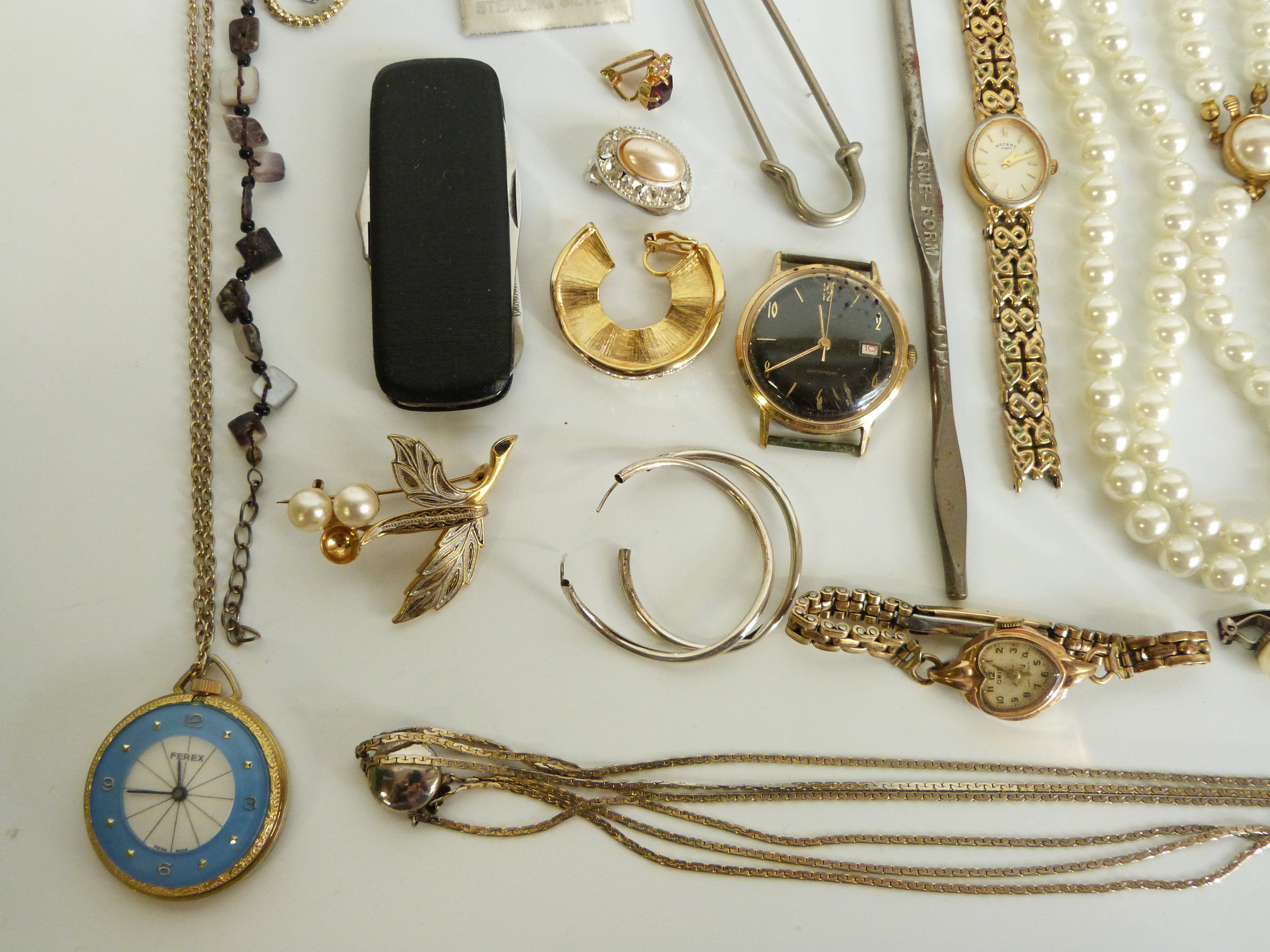 A collection of costume jewellery, watches, silver penknife, Zippo lighter, - Image 7 of 17