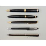Five various Waterman ballpoint pens