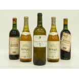 Five bottles of wine comprising two bottles of 1985 Beringer Chardonay,
