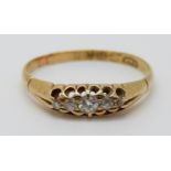 An 18ct gold ring set with five diamonds, Chester 1897, 2.