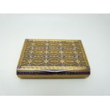 An early 19thC gold snuff box with blue enamel decoration,