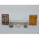 A long Victorian hallmarked silver lidded dressing table box, length 18cm,