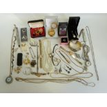 A collection of costume jewellery, watches, silver penknife, Zippo lighter,