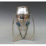 An early 20thC Arts & Crafts Archibald Knox for Liberty & Co Tudric type pewter vase, no 0226,