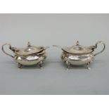 A pair of William Hutton & Son hallmarked silver mustards,