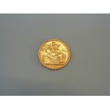 An 1896 gold full sovereign, Melbourne Mint mark.